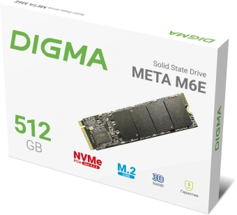 Накопитель SSD Digma PCIe 4.0 x4 512GB DGSM4512GM6ET Meta M6E M.2 2280 - купить недорого с доставкой в интернет-магазине