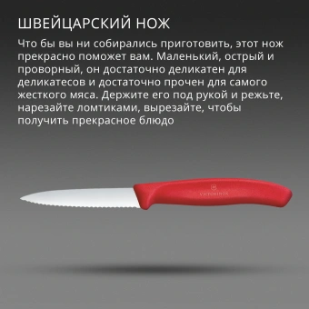 Нож кухонный Victorinox Swiss Classic 6.7631.С1 стальной универсальный для овощей лезв.80мм серрейт. заточка красный - купить недорого с доставкой в интернет-магазине