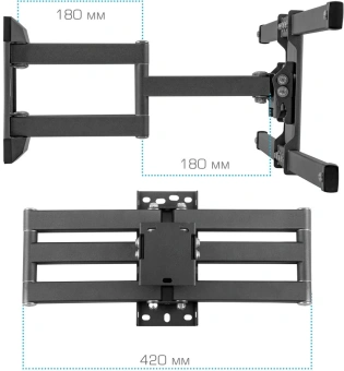 Кронштейн для телевизора Kromax CORBEL-10 титан 22"-75" макс.32кг настенный поворот и наклон - купить недорого с доставкой в интернет-магазине