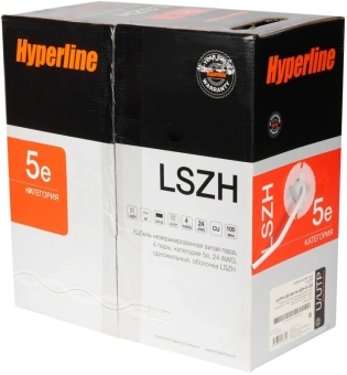 Кабель информационный Hyperline UUTP4-C5E-S24-IN-LSZH-GY-305 кат.5E UTP 4 пары 24AWG LSZH внутренний 305м серый - купить недорого с доставкой в интернет-магазине