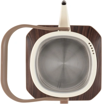 Чайник электрический Hyundai HYK-S2043 0.6л. 1000Вт кремовый/коричневый корпус: металл - купить недорого с доставкой в интернет-магазине