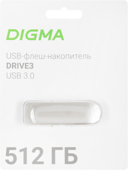 Флеш Диск Digma 512GB DRIVE3 DGFUM512A30SR USB3.0 серебристый - купить недорого с доставкой в интернет-магазине