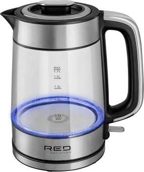 Чайник электрический Red Solution G104 1.7л. 2200Вт черный/серебристый корпус: стекло/металл/пластик - купить недорого с доставкой в интернет-магазине