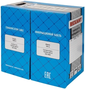 Кабель информационный Rexant 01-0050 кат.6 UTP 4 пары нг(А)-HF внутренний 305м оранжевый - купить недорого с доставкой в интернет-магазине