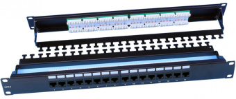 Патч-панель Hyperline PP3-19-16-8P8C-C6-110D 19" 1U 16xRJ45 кат.6 - купить недорого с доставкой в интернет-магазине
