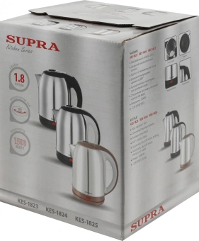 Чайник электрический Supra KES-1824 1.8л. 1500Вт серебристый/черный корпус: металл/пластик - купить недорого с доставкой в интернет-магазине
