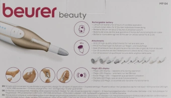 Маникюрно-педикюрный набор Beurer MP64 насадок в компл.:10шт (подсветка) золотистый/белый - купить недорого с доставкой в интернет-магазине