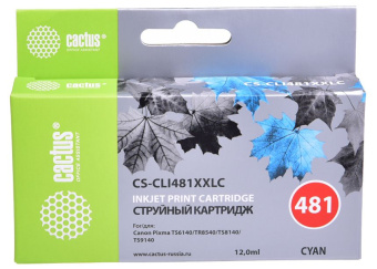 Картридж струйный Cactus CS-CLI481XXLC голубой (12.2мл) для Canon Pixma TR7540/TR8540/TS6140/TS8140 - купить недорого с доставкой в интернет-магазине