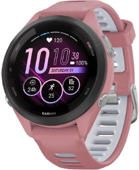 Смарт-часы Garmin Forerunner 265S 27.5мм 1.1" AMOLED корп.черный/розовый силикон рем.розовый (010-02810-15) - купить недорого с доставкой в интернет-магазине