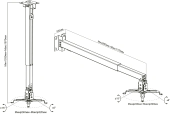 Кронштейн для проектора Cactus CS-VM-PRE04-WT белый макс.20кг настенный и потолочный поворот и наклон - купить недорого с доставкой в интернет-магазине