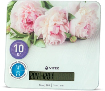Весы кухонные электронные Vitek VT-2414 макс.вес:10кг белый/цветы - купить недорого с доставкой в интернет-магазине