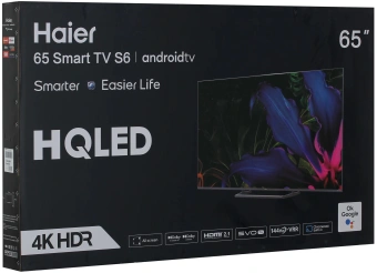Телевизор QLED Haier 65" Smart TV S6 Frameless серый 4K Ultra HD 144Hz MEMC DVB-T DVB-T2 DVB-C DVB-S DVB-S2 USB WiFi Smart TV - купить недорого с доставкой в интернет-магазине