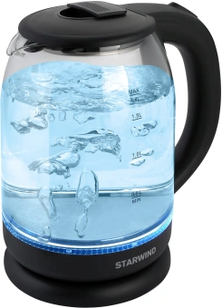 Чайник электрический Starwind SKG1779 1.8л. 1700Вт прозрачный/черный корпус: стекло - купить недорого с доставкой в интернет-магазине