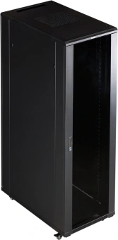 Шкаф серверный Lanmaster (TWT-CBB-47U-6X6-G1) напольный 47U 600x600мм пер.дв.стекл металл 2 бок.пан. 800кг черный 526мм 95кг 2277мм IP20 металл - купить недорого с доставкой в интернет-магазине