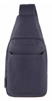 Рюкзак слинг Piquadro Black Square CA4827B3/BLU4 синий кожа - купить недорого с доставкой в интернет-магазине