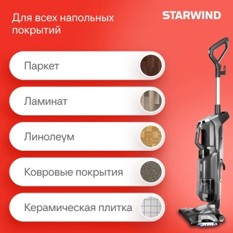 Пылесос паровой Starwind SSV9555 1800Вт темно-серый/серебристый - купить недорого с доставкой в интернет-магазине