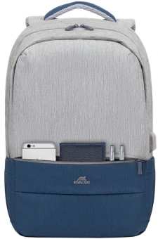 Рюкзак для ноутбука 17.3" Riva 7567 серый/темно-синий полиэстер (7567 GREY/DARK BLUE) - купить недорого с доставкой в интернет-магазине