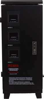 Стабилизатор напряжения Ресанта АСН-6000/3-ЭМ трехфазный черный (63/4/3) - купить недорого с доставкой в интернет-магазине