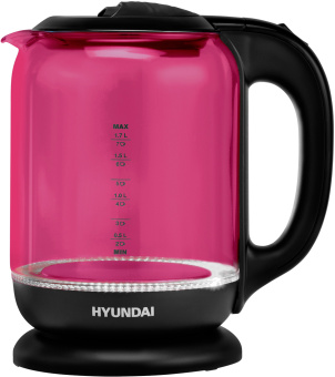 Чайник электрический Hyundai HYK-G4808 1.7л. 2200Вт малиновый/черный корпус: стекло - купить недорого с доставкой в интернет-магазине