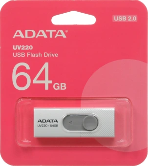 Флеш Диск A-Data 64GB UV220 AUV220-64G-RWHGY USB2.0 белый/серый - купить недорого с доставкой в интернет-магазине
