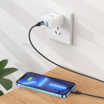 Кабель Hoco X89 Wind iP USB Type-C (m)-Lightning (m) 1м черный коробка - купить недорого с доставкой в интернет-магазине