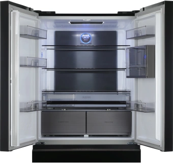 Холодильник Hyundai CM55043F 3-хкамерн. черный стекло инвертер - купить недорого с доставкой в интернет-магазине