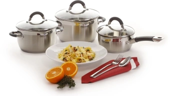 Кастрюля Rondell Flamme RDS-023 2.3л. d=18см (с крышкой) стальной - цена, купить или заказать с доставкой в интернет-магазине Кастрюля Rondell Flamme RDS-023 2.3л. d=18см (с крышкой) стальной - купить недорого с доставкой в интернет-магазине