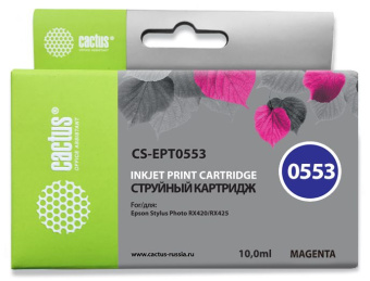 Картридж струйный Cactus CS-EPT0553 T0553 пурпурный (10мл) для Epson Stylus RX520/Stylus Photo R240 с чипом - купить недорого с доставкой в интернет-магазине