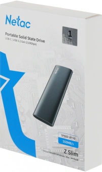 Накопитель SSD Netac USB-C 1Tb NT01ZSLIM-001T-32BK Z Slim 1.8" черный - купить недорого с доставкой в интернет-магазине