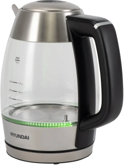 Чайник электрический Hyundai HYK-G9408 1.9л. 2200Вт черный/серебристый корпус: стекло - купить недорого с доставкой в интернет-магазине
