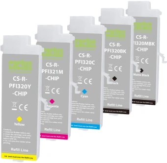 Картридж перезаправляемый струйный Cactus CS-R-PFI321SET-CHIP набор 5шт.упак. для Canon imagePROGRAF TM-250/255/350/355 с чипом - купить недорого с доставкой в интернет-магазине