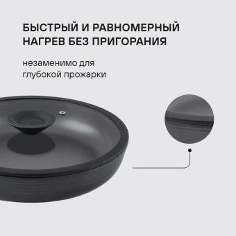 Сковорода Rondell Kontur RDA-1486 круглая 24см покрытие: Xylan Plus ручка несъемная (с крышкой) графитовый - купить недорого с доставкой в интернет-магазине