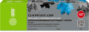 Картридж перезаправляемый струйный Cactus CS-R-PFI107C-CHIP голубой (260мл) для Canon imageProGRAF iPF670/680/685/770/780/785 с чипом - купить недорого с доставкой в интернет-магазине