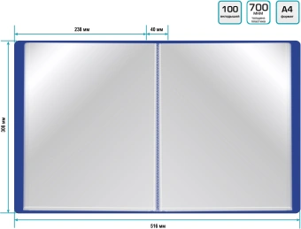 Папка с 100 прозр.вклад. Silwerhof Eco A4 пластик 0.7мм синий - купить недорого с доставкой в интернет-магазине