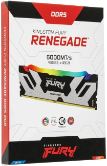 Память DDR5 48GB 6000MHz Kingston KF560C32RSA-48 Fury Renegade Silver RGB RTL Gaming PC5-48000 CL32 DIMM UDIMM 288-pin 1.35В single rank с радиатором Ret - купить недорого с доставкой в интернет-магазине