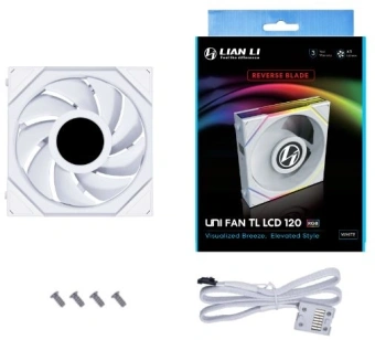 Вентилятор для корпуса Lian-Li Uni Fan TL 120 LCD ARGB 120х120x28 белый 7-pin 27дБ (G99.12TLLCD1W.00) Ret - купить недорого с доставкой в интернет-магазине