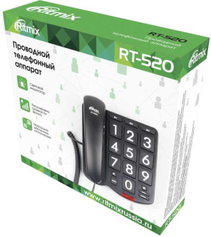 Телефон проводной Ritmix RT-520 черный - купить недорого с доставкой в интернет-магазине