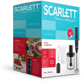 Блендер погружной Scarlett SC-HB42F12 1000Вт черный - купить недорого с доставкой в интернет-магазине