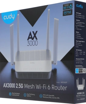 Роутер беспроводной Cudy WR3000P AX3000 100/1000/2500BASE-T белый - купить недорого с доставкой в интернет-магазине