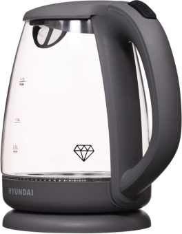 Чайник электрический Hyundai HYK-G1003 1.7л. 2200Вт серый корпус: стекло/пластик - купить недорого с доставкой в интернет-магазине