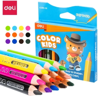 Карандаши цв. Deli EC-134-12 Color Kids трехгран. ассорти 12цв. карт.кор. (12шт) 12 карандашей - купить недорого с доставкой в интернет-магазине