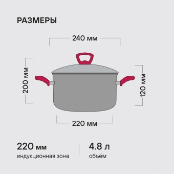 Кастрюля Rondell Heidi RDS-1114 4.8л. d=24см (с крышкой) стальной - купить недорого с доставкой в интернет-магазине