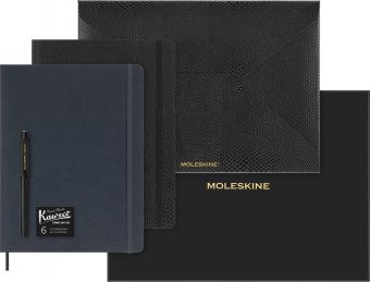 Набор Moleskine Limited Edition Precious & Ethical Boa блокнот 2шт/ручка перьевая/папка-конверт XLarge линейка черный/темно-зеленый - купить недорого с доставкой в интернет-магазине