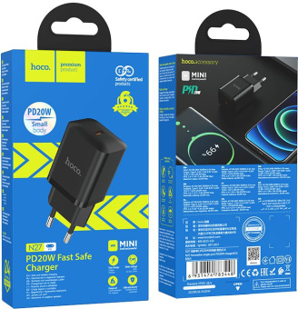 Сетевое зар./устр. Hoco N27 Black 20W (PD+QC+AFC) USB-C черный - купить недорого с доставкой в интернет-магазине