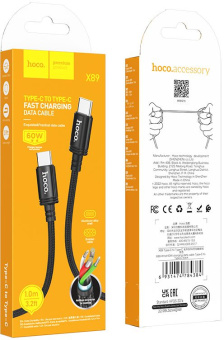 Кабель Hoco X89 Wind X89 WIND TYPE-C TO TYPE-C USB Type-C (m)-USB Type-C (m) 1м черный коробка - купить недорого с доставкой в интернет-магазине