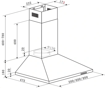 Вытяжка каминная Weissgauff Zosma 50 PB IX нержавеющая сталь управление: кнопочное (1 мотор) - купить недорого с доставкой в интернет-магазине
