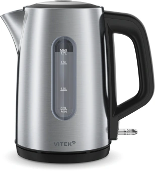 Чайник электрический Vitek VT-WK1054 1.7л. 2200Вт черный корпус: металл - купить недорого с доставкой в интернет-магазине