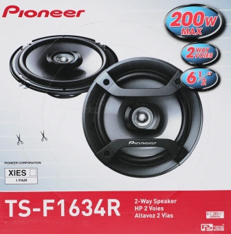 Колонки автомобильные Pioneer TS-F1634R (без решетки) 200Вт 88дБ 4Ом 16см (6дюйм) (ком.:2кол.) коаксиальные двухполосные - купить недорого с доставкой в интернет-магазине