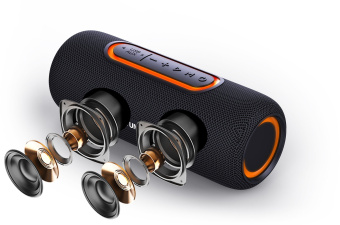 Колонка порт. Hyundai H-PS1021 черный/черный 25W 1.0 BT 10м 1500mAh - купить недорого с доставкой в интернет-магазине