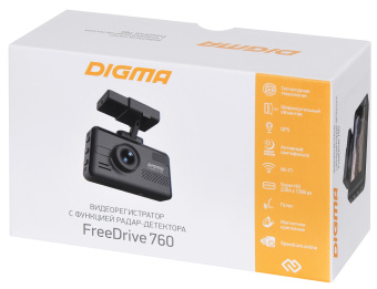 Видеорегистратор с радар-детектором Digma Freedrive 760 GPS черный - купить недорого с доставкой в интернет-магазине